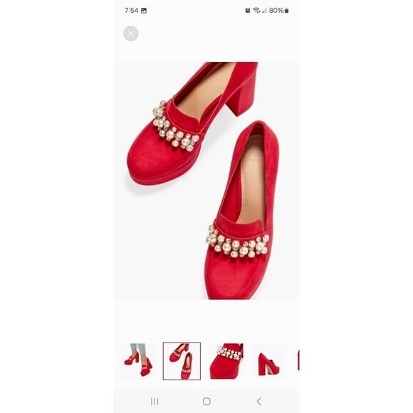 New 7 JustFab Adele Throwback Chili Pepper Embellished Platform High Heel Shoes - Picture 2 of 12